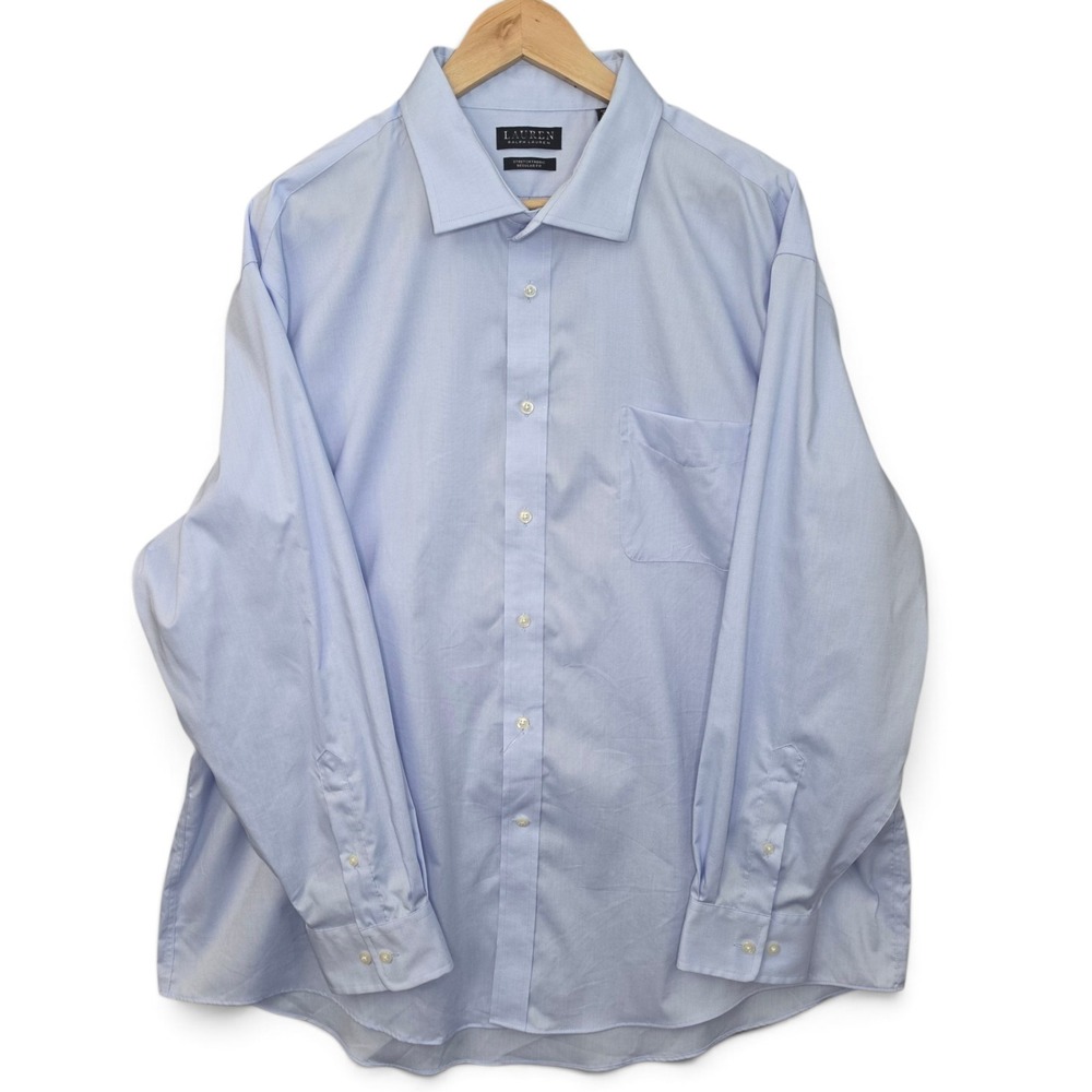 Lauren Ralph Lauren Dress Shirt Mens 19 34/35 3XL Light Blue Stretch Button Up